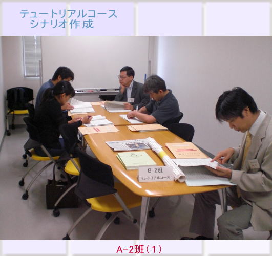 福島県立医科大学でのFDに関するシナリオ作成の様子を示す会議風景。参加者が資料を読みながら議論している。