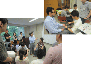 福島県立医科大学の第11回アドバンスド・コースでのグループディスカッションの様子。参加者が実践的な医療について話し合っている。