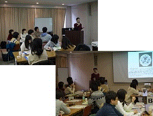 第26回福島アドバンスド・コースの参加者が講義を受けている様子。講師がスライドを使って説明している。