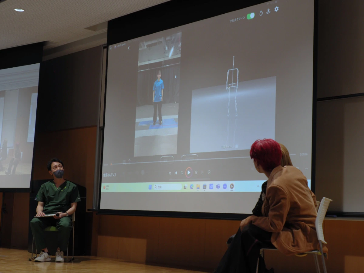 学生のダンス動画と解析画面の説明