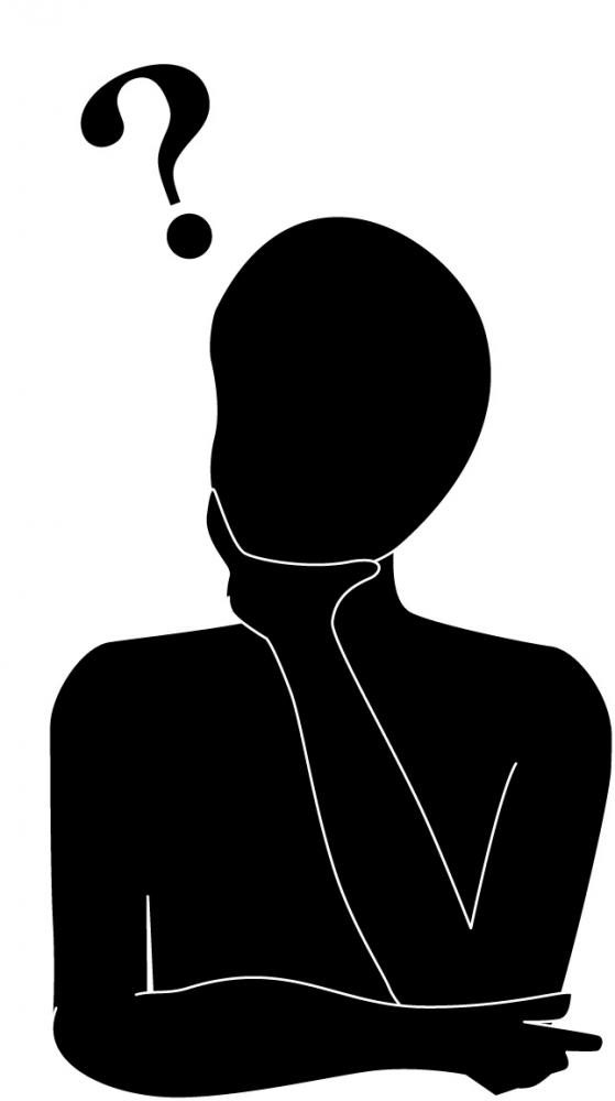 考え込むシルエットの人物が、疑問を持っている様子を表現したイラスト。
