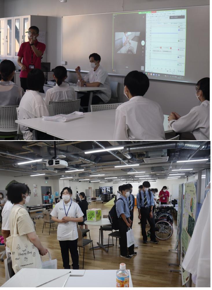 作業療法TAKE OUTのイベントで、参加者が講義を受けたり、交流している様子。