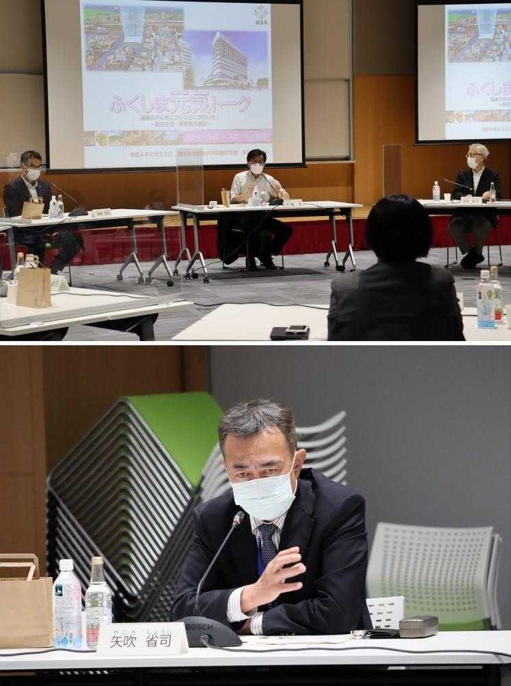 福島県立医科大学で開催された「ふくしま元気トーク」の様子。参加者が議論を交わしている。