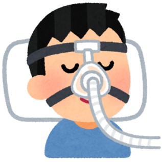 男性がCPAP（鼻マスク）を使用している