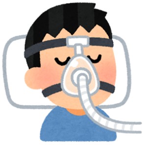 男性がCPAP（フルフェイス）を使用している
