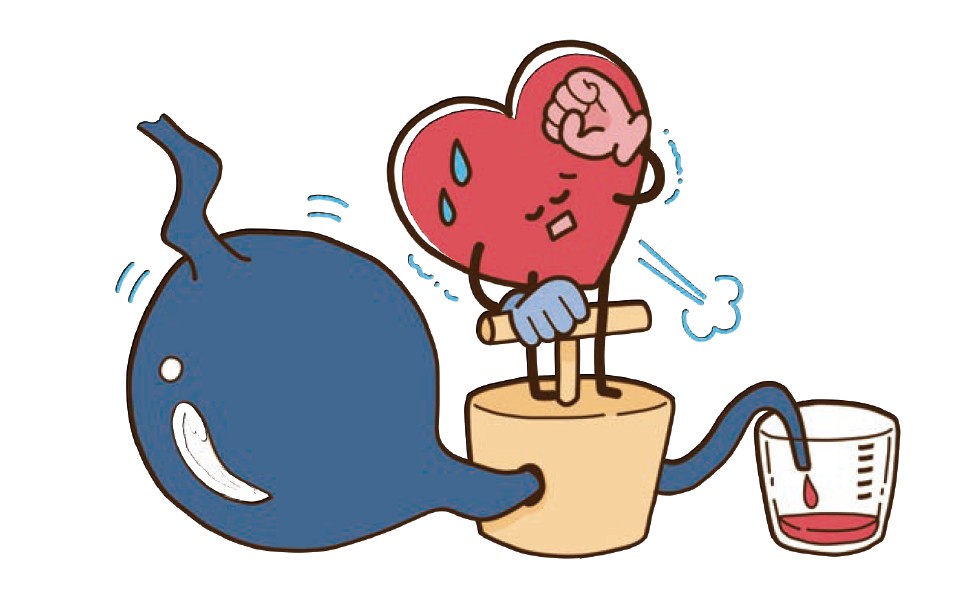 心臓ががんばって血液を送り出しているイラスト
