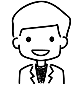 医療スタッフのイラスト。笑顔の男性が白衣を着ている。