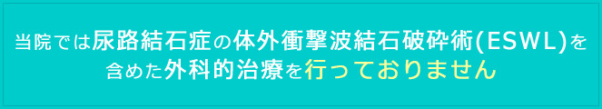 当院では尿路結石症の体外衝撃波結石破砕術（ESWL）を含めた外科的治療を行っておりません
