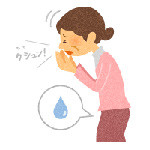 くしゃみをしている女性のイラスト。