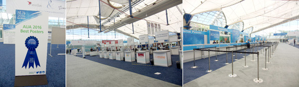 受賞演題のポスターが展示された会場の様子。