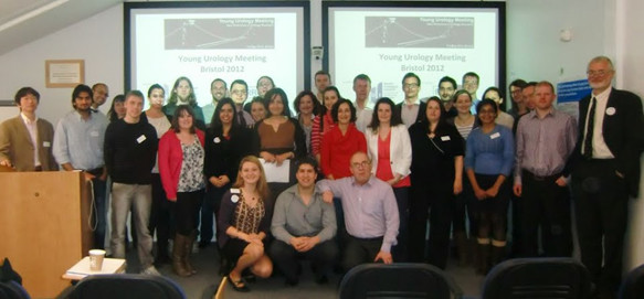 泌尿器領域の研究会の写真：前列の一番右側がフライ教授。