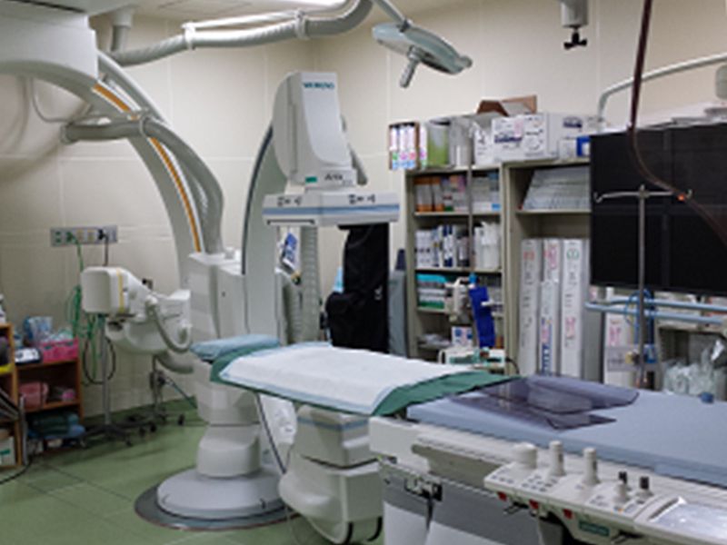 血管撮影の検査室の様子。