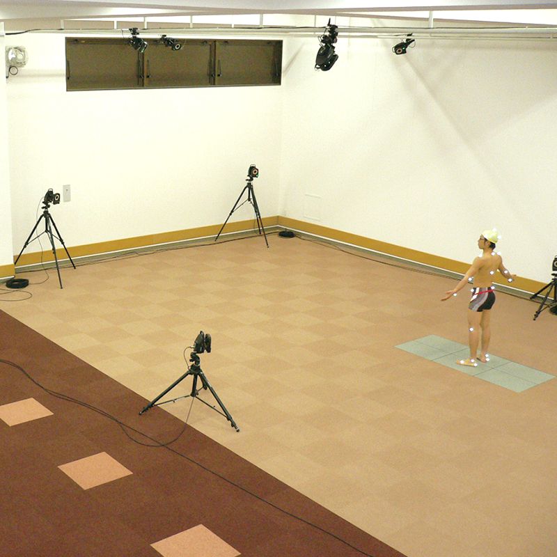 歩行分析や動作分析できる三次元動作解析システムの写真。