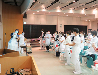 多職種合同研修（感染看護）の様子。