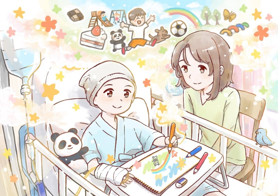 イメージ画：入院中の子どもが絵を描く様子